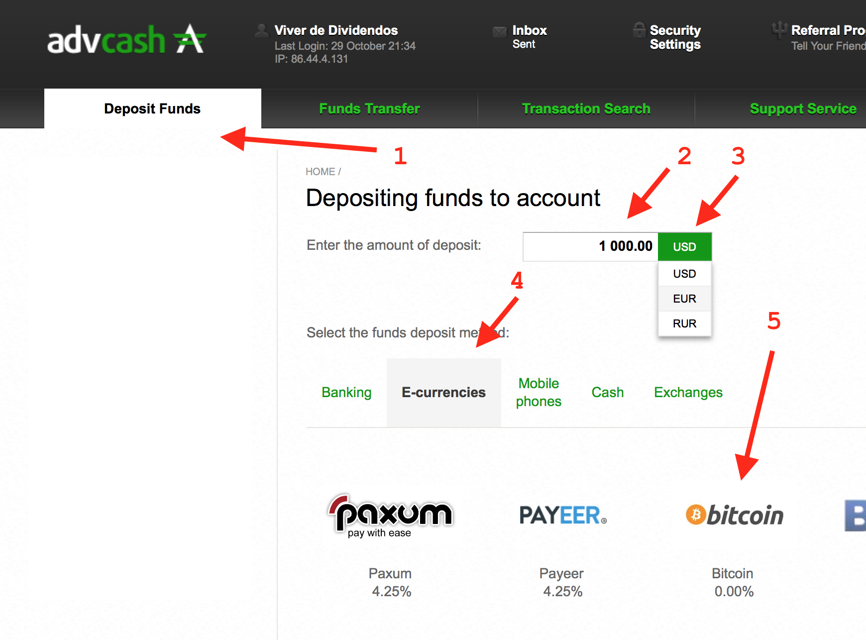 carregar funds